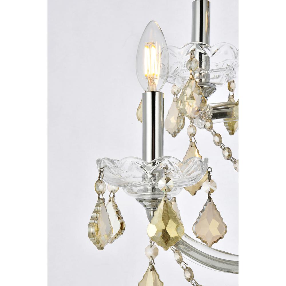 Maria Theresa 5 light Chrome Wall Sconce Golden Teak (Smoky) Royal Cut Crystal. Picture 3
