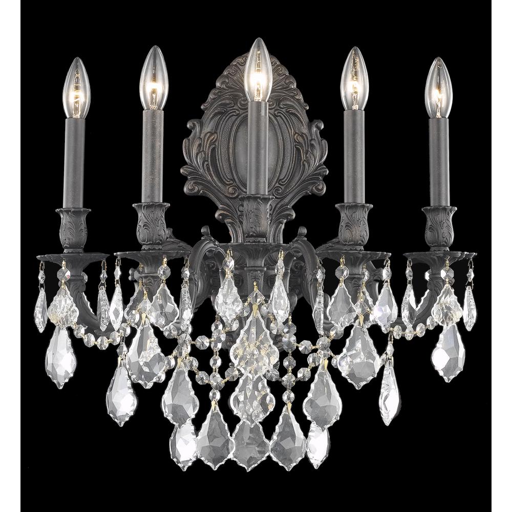 Monarch 5 light Dark Bronze Wall Sconce Clear Royal Cut Crystal. Picture 1