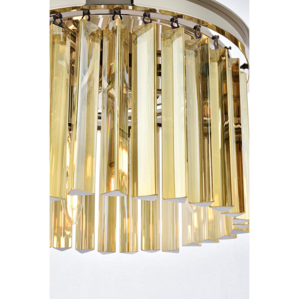 Sydney 3 light polished nickel Pendant Golden Teak (Smoky) Royal Cut Crystal. Picture 4