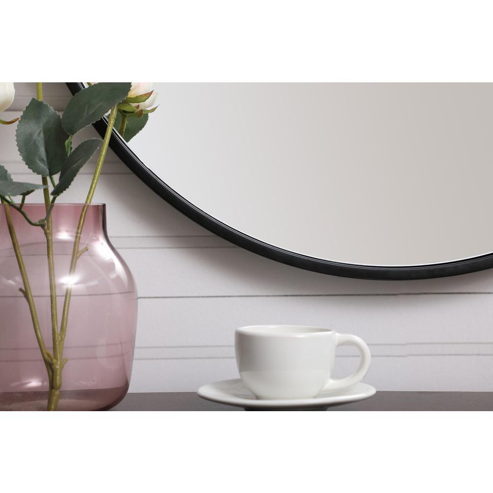 Metal frame round mirror with decorative hook 21 inch in Black. Picture 3