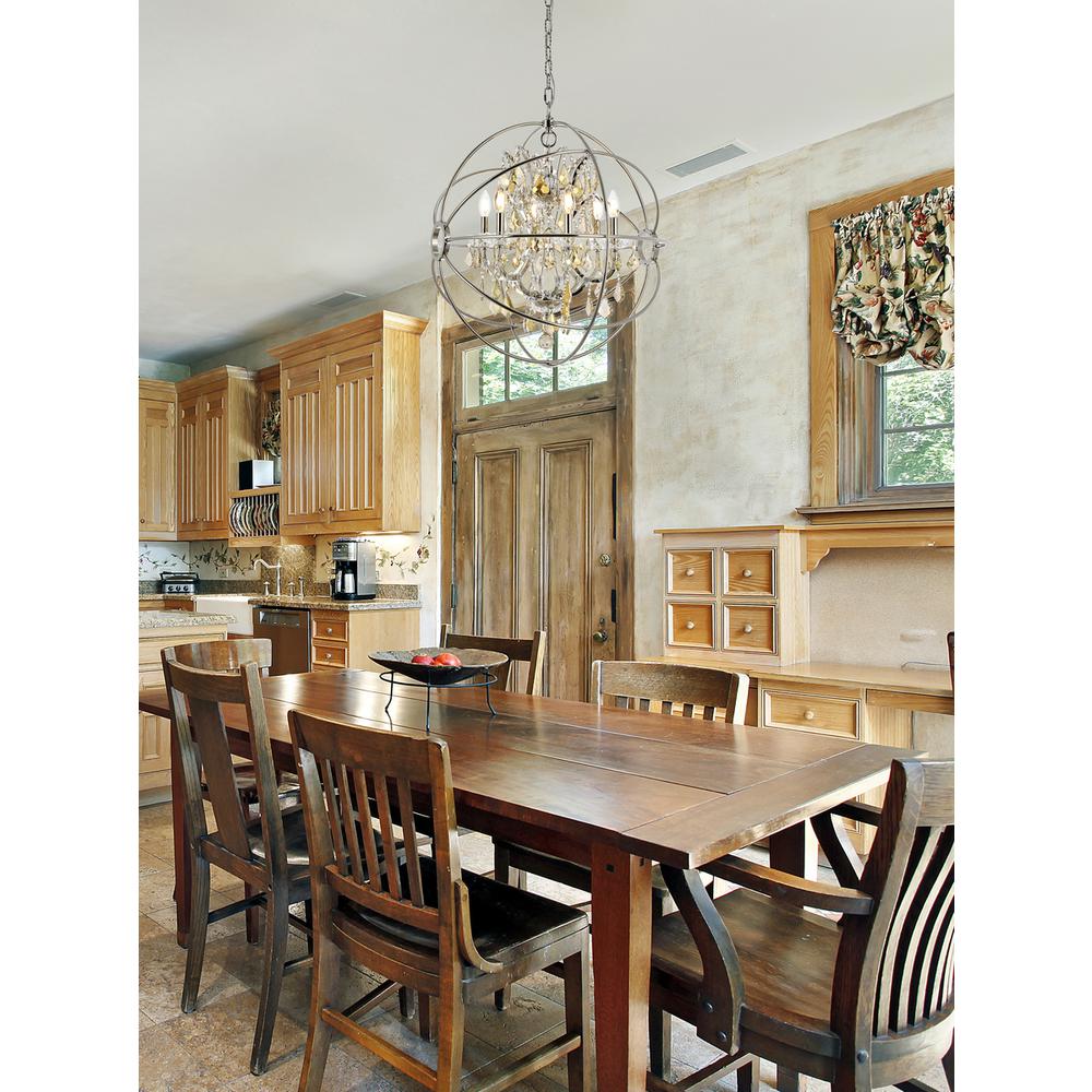 Geneva 6 light polished nickel Chandelier Golden Teak (Smoky) Royal Cut crystal. Picture 8