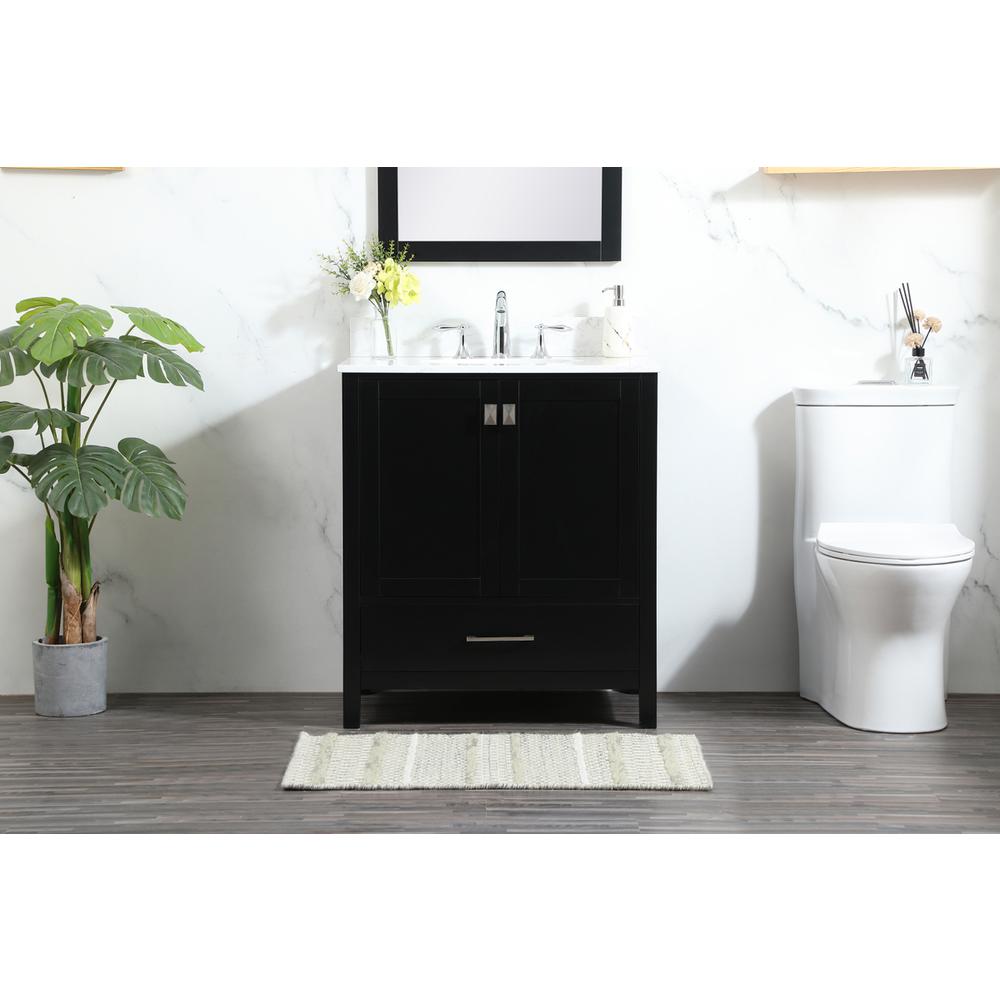 30 inch Single bathroom vanity in black with backsplash. Picture 14