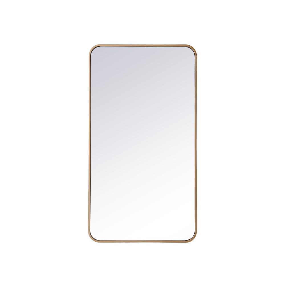 Soft corner metal rectangular mirror 22x40 inch in Brass. Picture 6