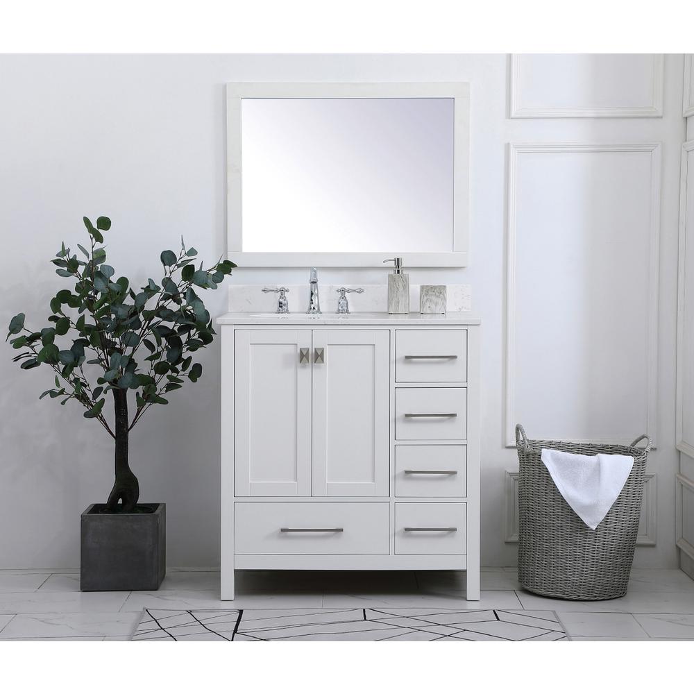 32 inch Single Bathroom Vanity in White with Backsplash. Picture 4