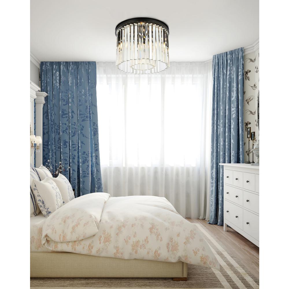 Sydney 6 light Matte Black Flush Mount Clear Royal Cut Crystal. Picture 8