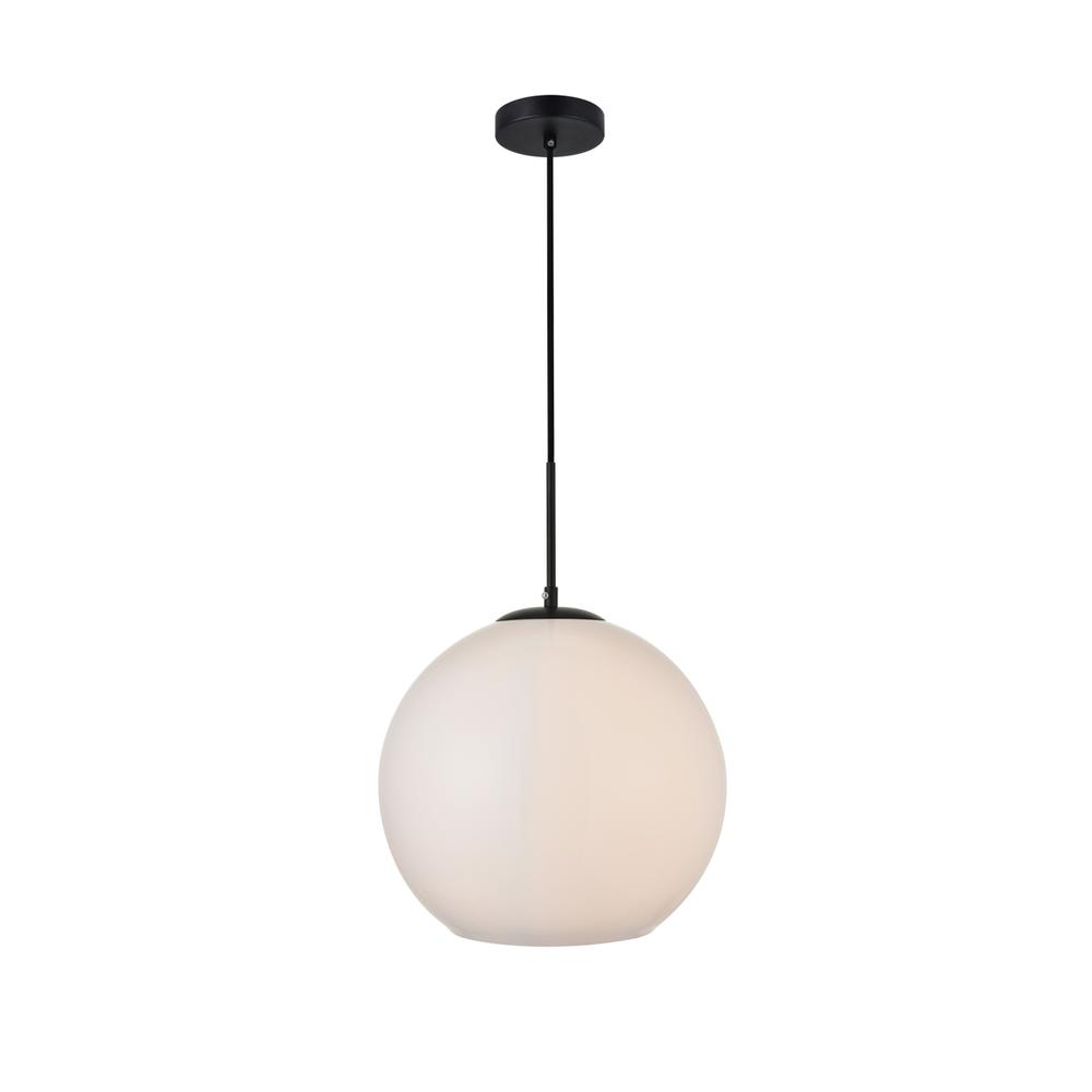 Baxter 1 Light Black Pendant With Frosted White Glass. Picture 1