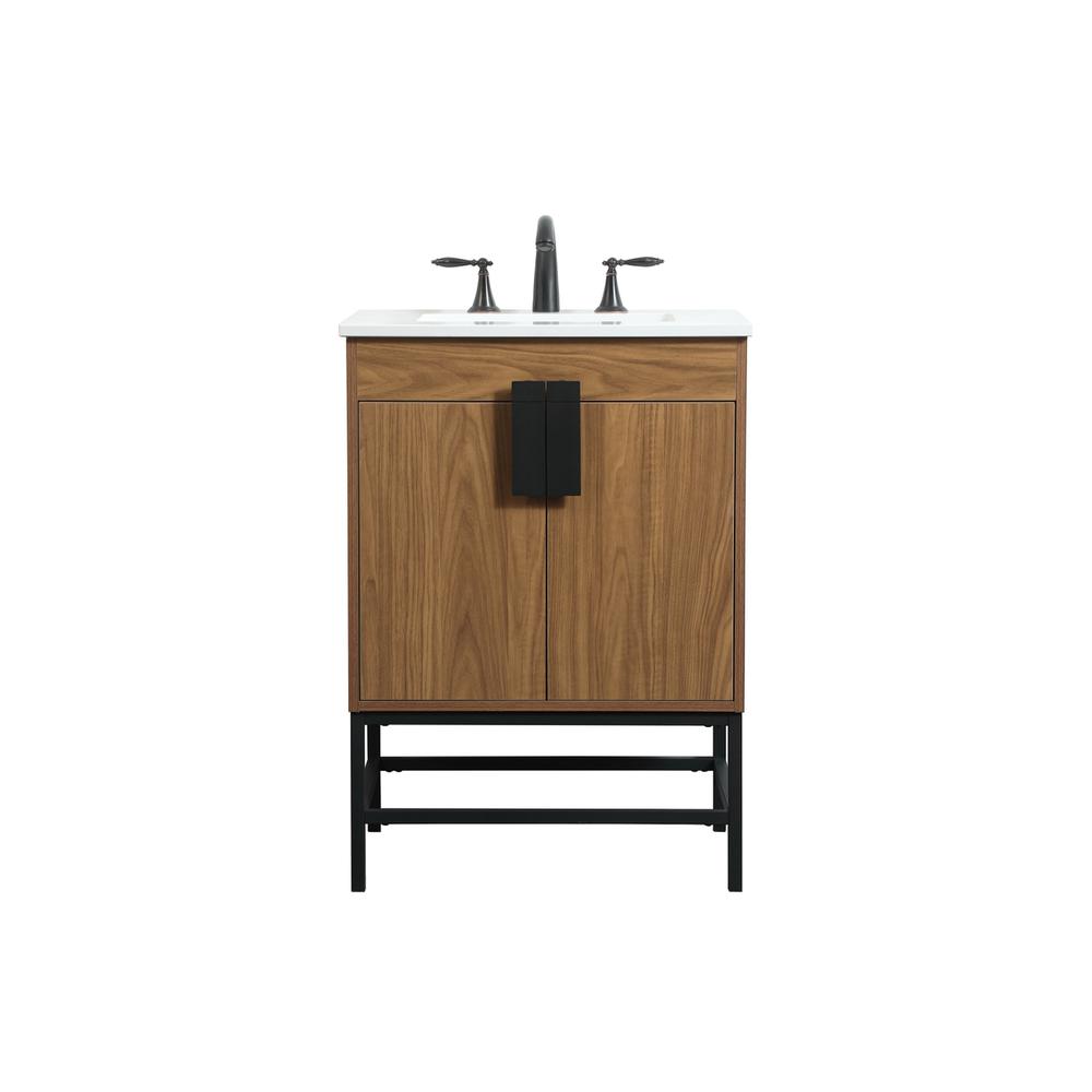24 inch Single bathroom vanity in walnut brown. Picture 1