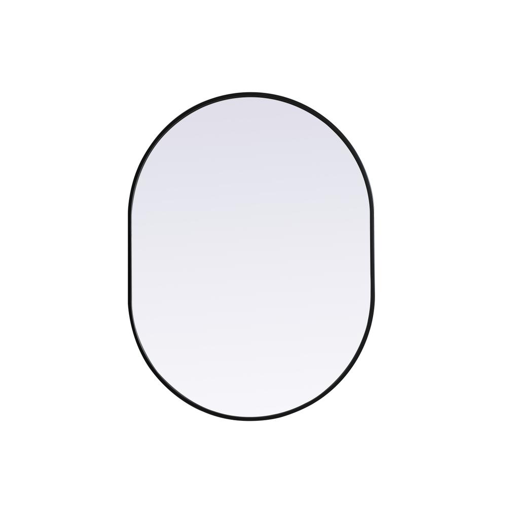 Metal Frame Oval Mirror 30x40 Inch in Black. Picture 1