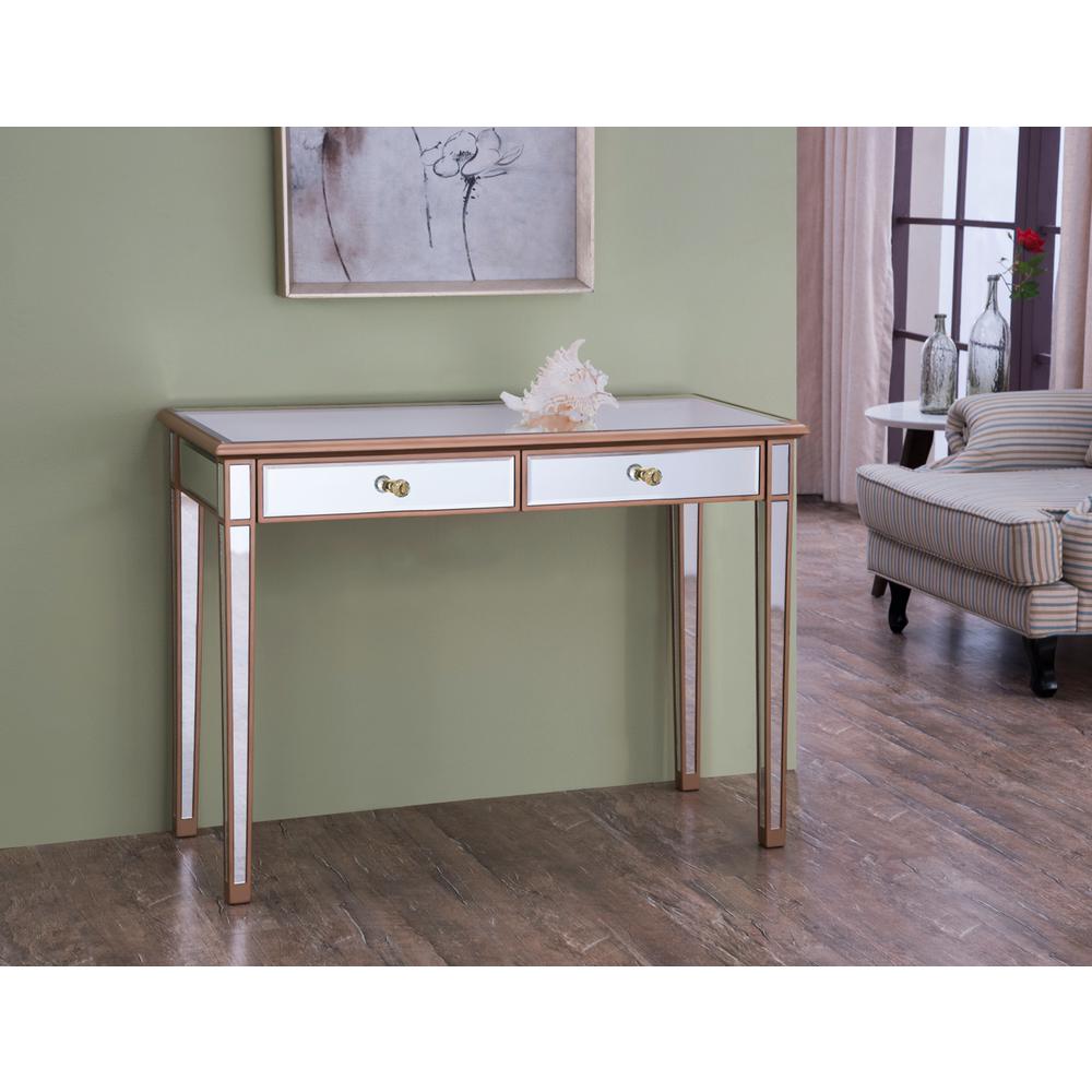 2 Drawers Dressing table 42 in. x 18 in. x 31 in. in Gold paint. Picture 2