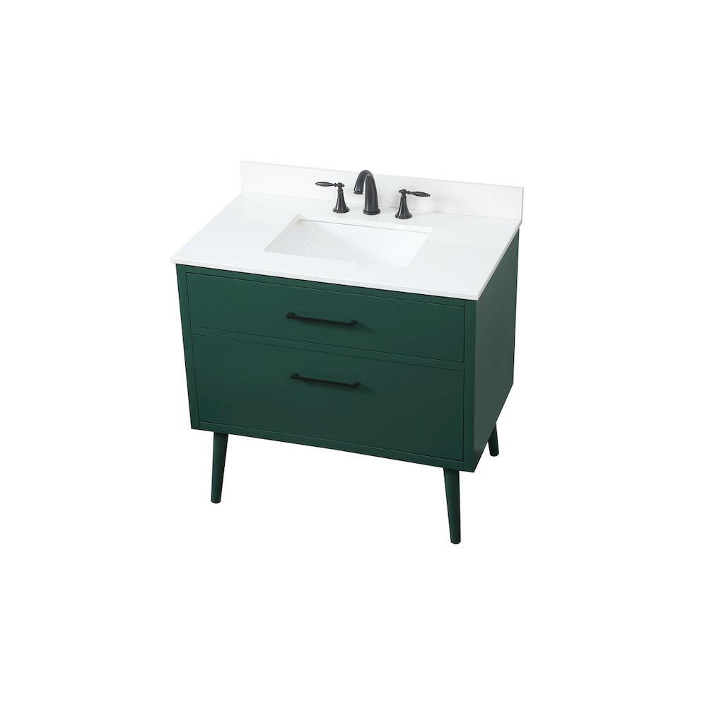 36 Inch Bathroom Vanity In Green With Backsplash. Picture 9