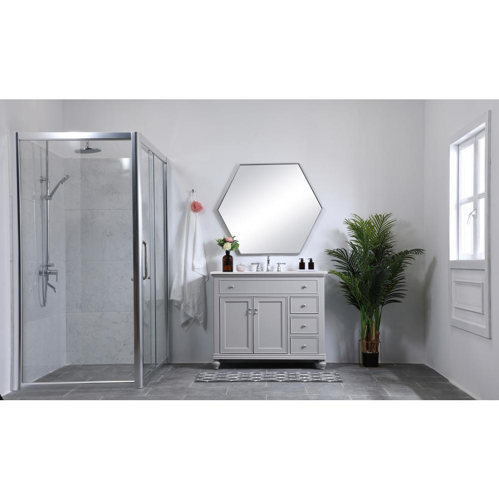 42 inch Single Bathroom vanity in light grey with ivory white engineered marble. Picture 8