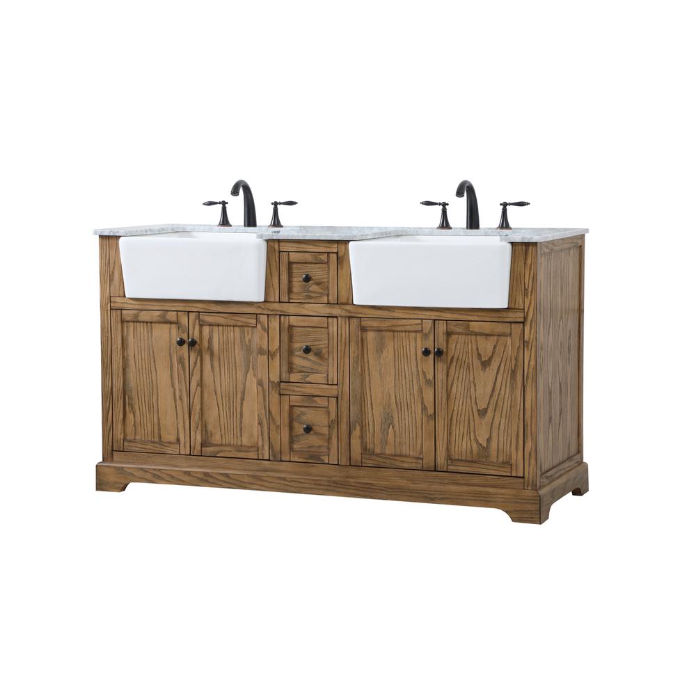 60 inch double bathroom vanity in driftwood. Picture 7