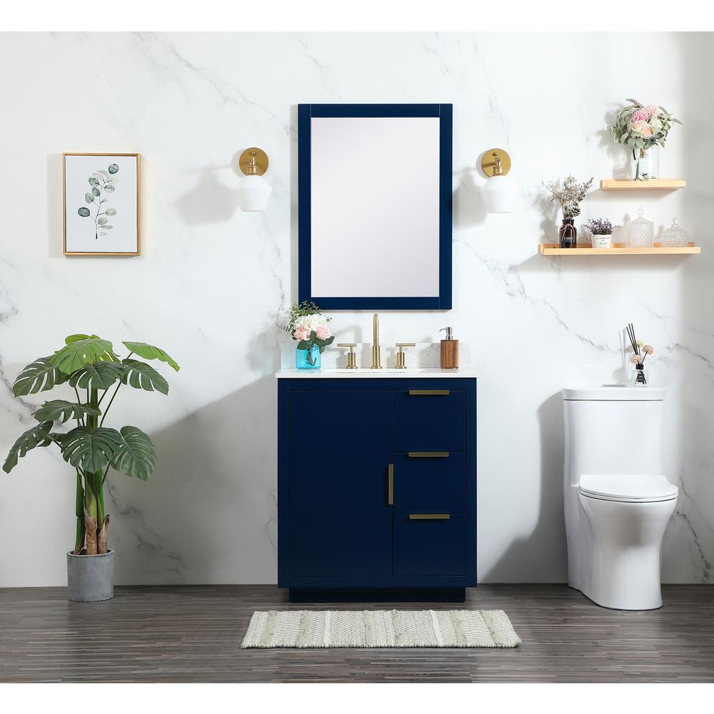 30 inch Single bathroom vanity in blue with backsplash. Picture 4