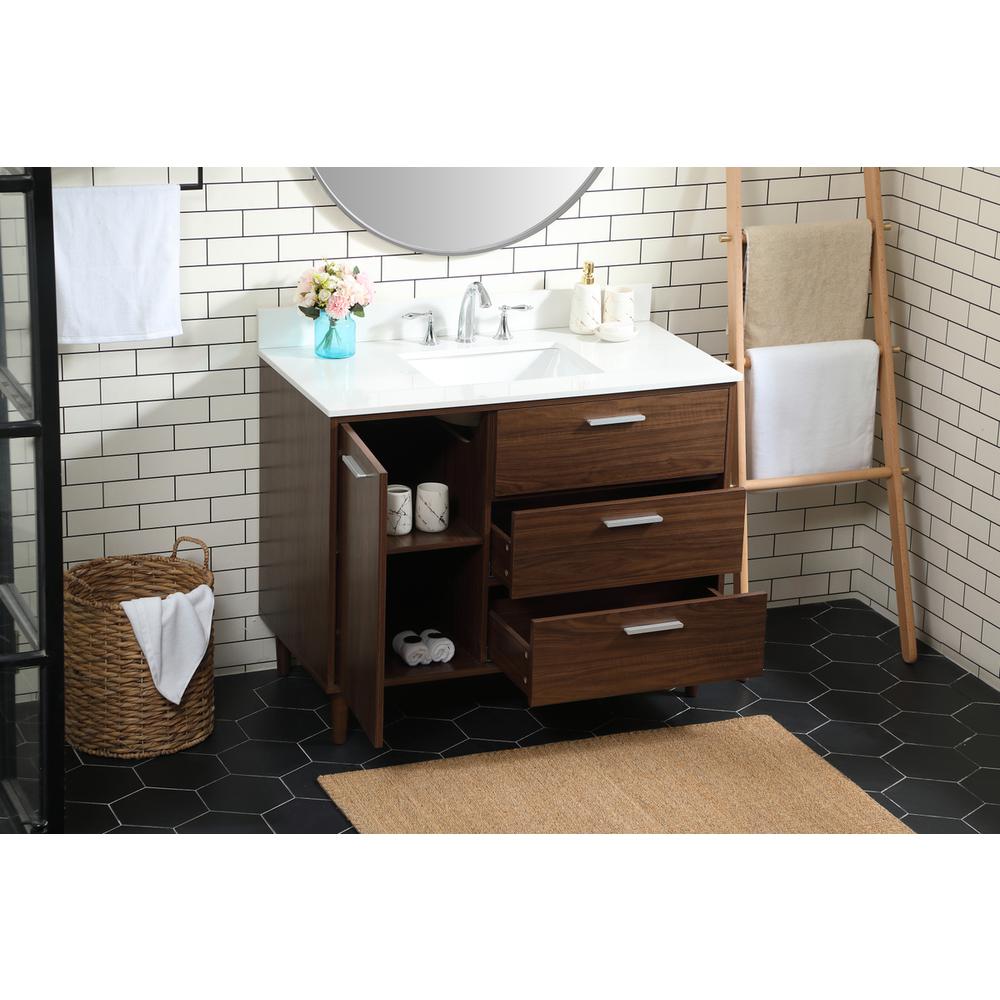 42 inch bathroom vanity in Walnut with backsplash. Picture 3