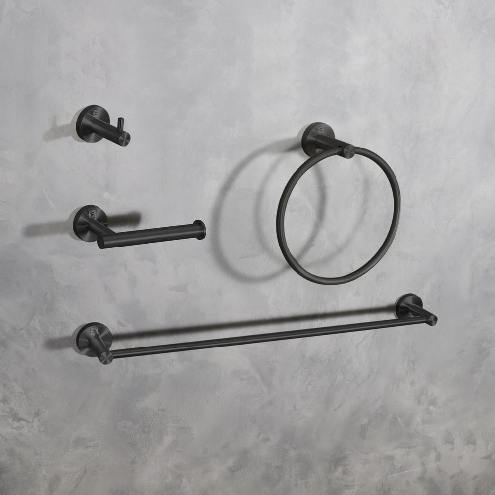 Freya 4-Piece Bathroom Hardware Set in Matte Black. Picture 2
