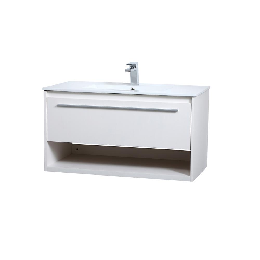 36 inch  Single Bathroom Floating Vanity in White. Picture 6