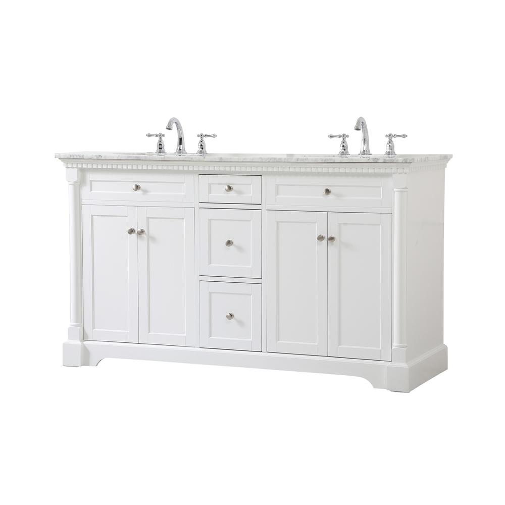 60 inch double bathroom vanity in White. Picture 7
