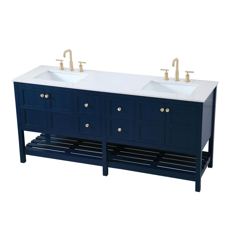 72 inch Double Bathroom Vanity in Blue. Picture 7