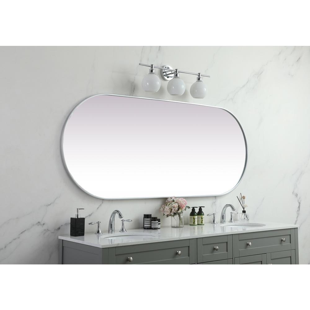 Metal Frame Oval Mirror 30x72 Inch in Silver. Picture 4