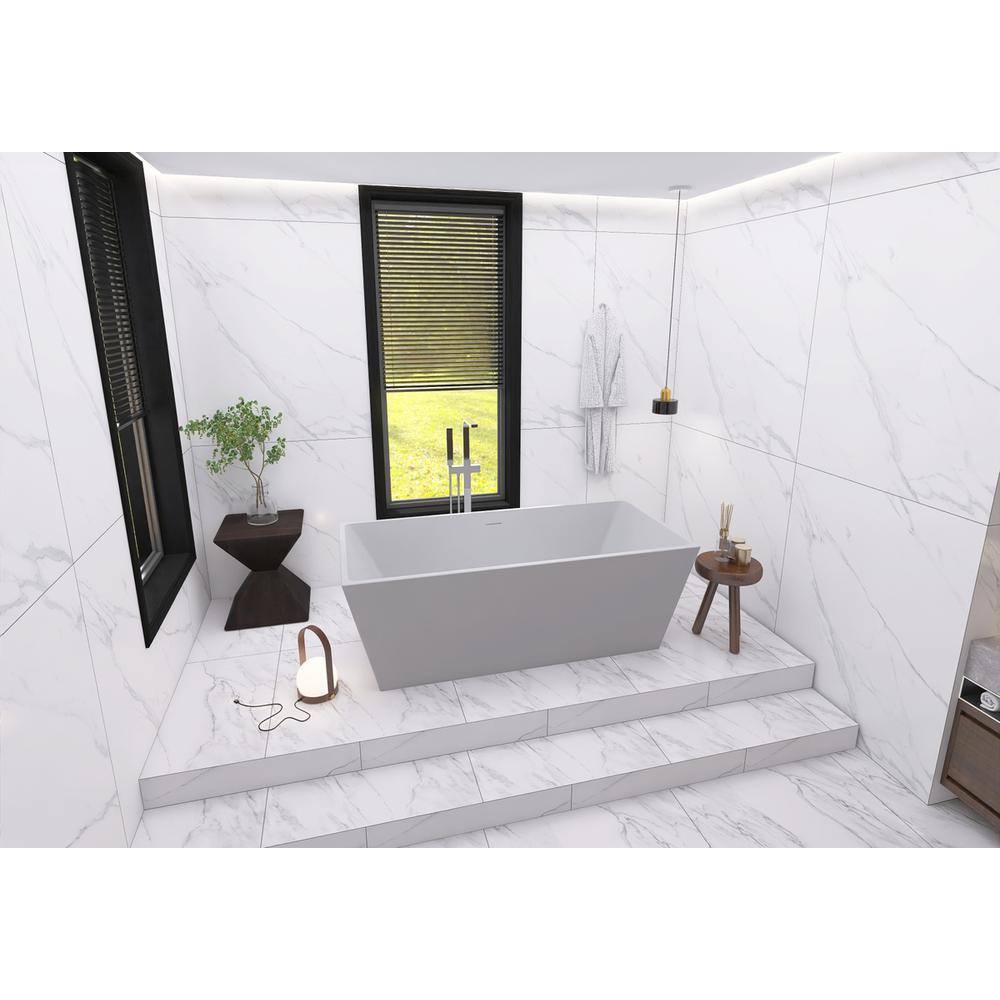 67 inch soaking rectangular bathtub in glossy white. Picture 3