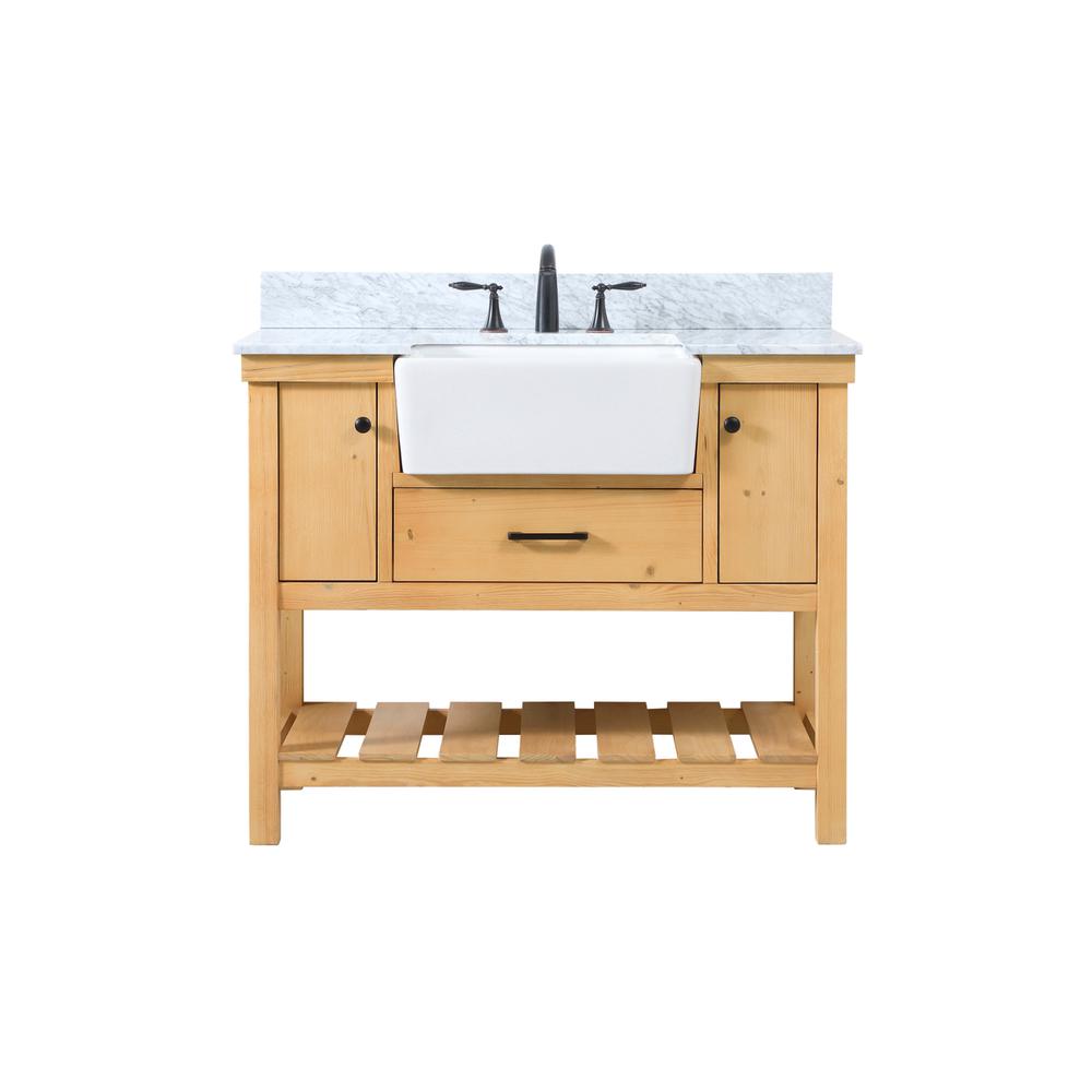 42 inch Single bathroom vanity in natural wood with backsplash. Picture 1