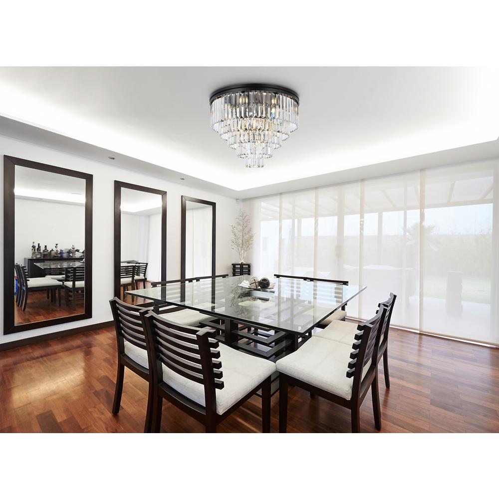 Sydney 17 light Matte Black Flush Mount Clear Royal Cut Crystal. Picture 7