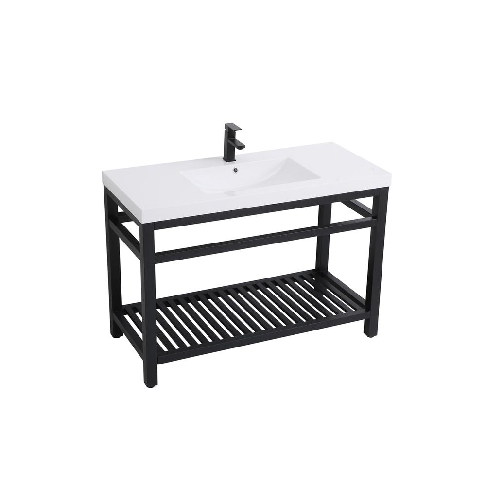 48 inch Single Bathroom Metal Vanity in Black. Picture 7