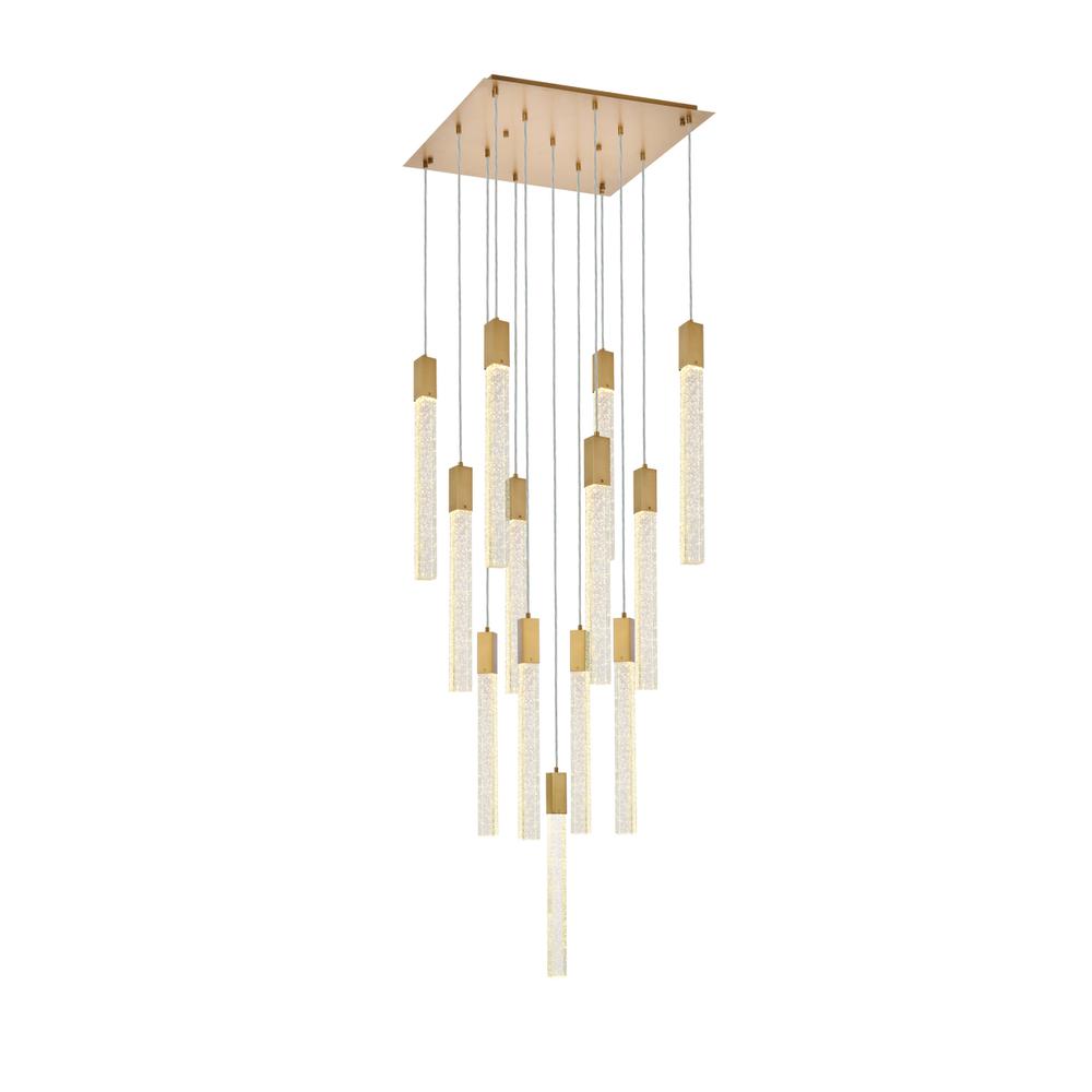 Weston 13 lights pendant in satin gold. Picture 1