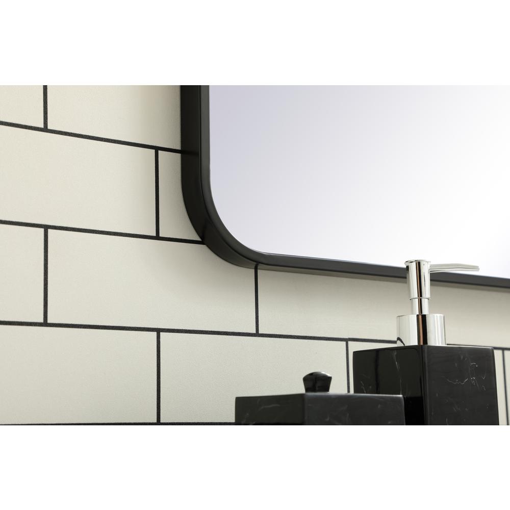 Soft corner metal rectangular mirror 30x36 inch in Black. Picture 4