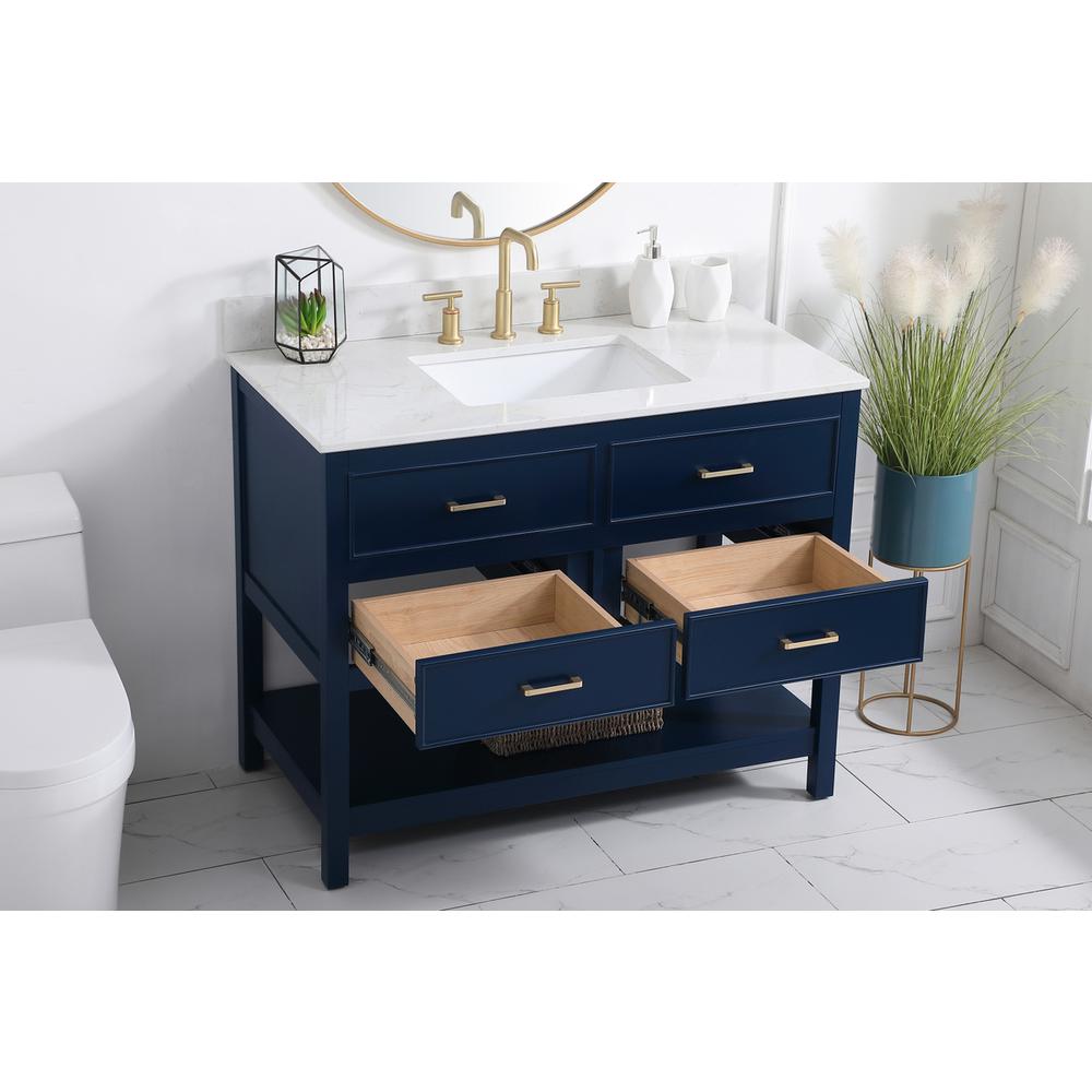 42 inch Single bathroom vanity in blue with backsplash. Picture 3