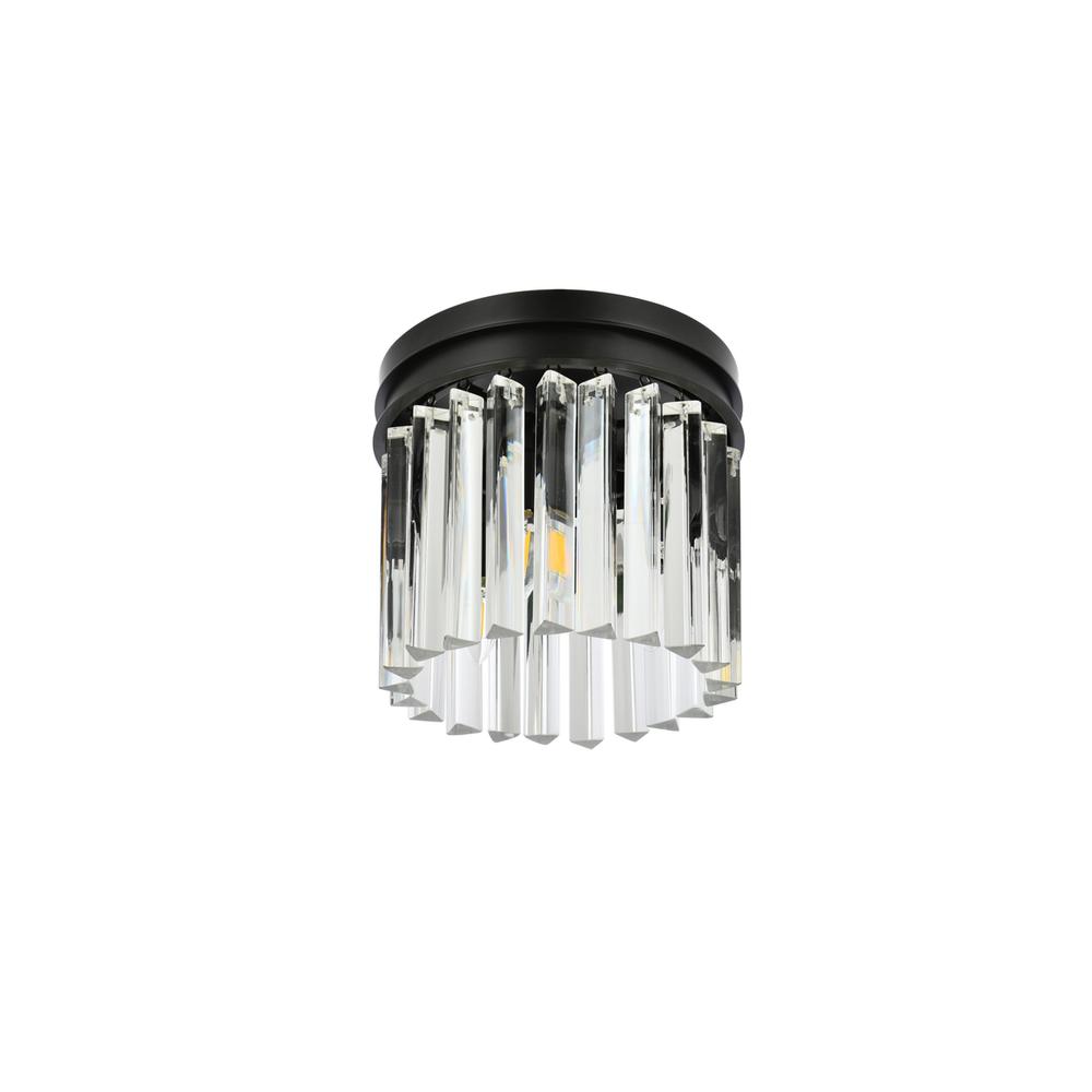 Sydney 3 light Matte Black Flush Mount Clear Royal Cut Crystal. Picture 6