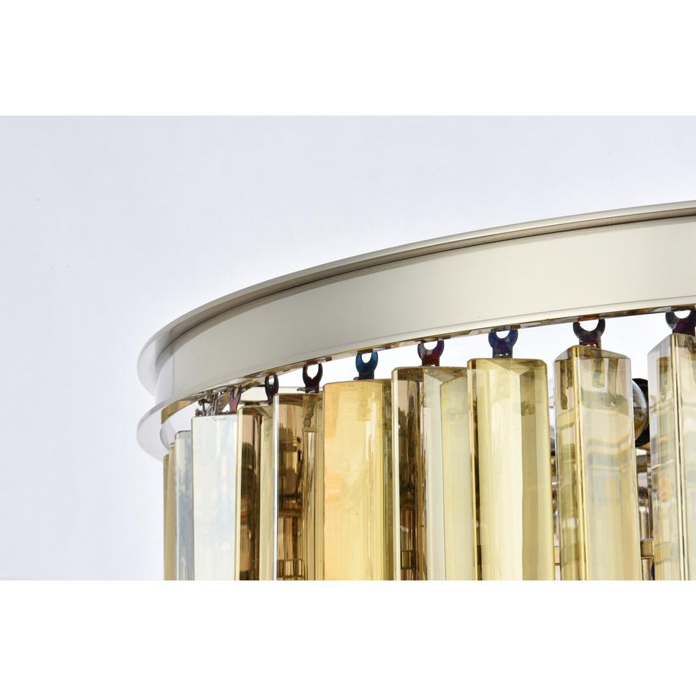 Sydney 9 light polished nickel Chandelier Golden Teak (Smoky) Royal Cut Crystal. Picture 5