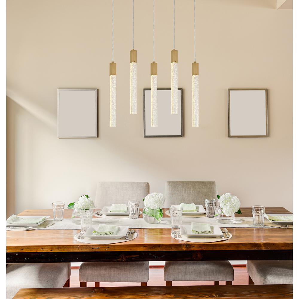 Weston 5 lights pendant in satin gold. Picture 8