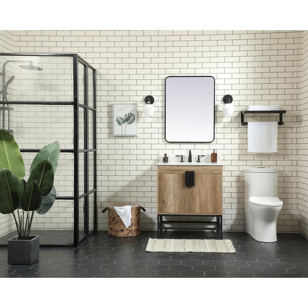 30 inch Single bathroom vanity in natural oak with backsplash. Picture 4