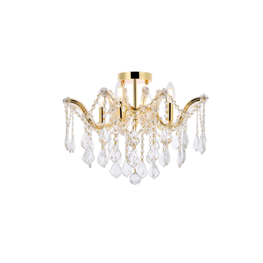 Maria Theresa 4 light Gold Flush Mount Clear Royal Cut Crystal. Picture 1
