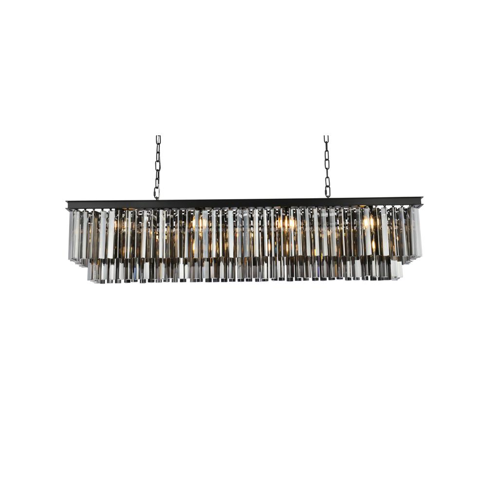Sydney 12 light Matte Black Chandelier Silver Shade (Grey) Royal Cut Crystal. Picture 2