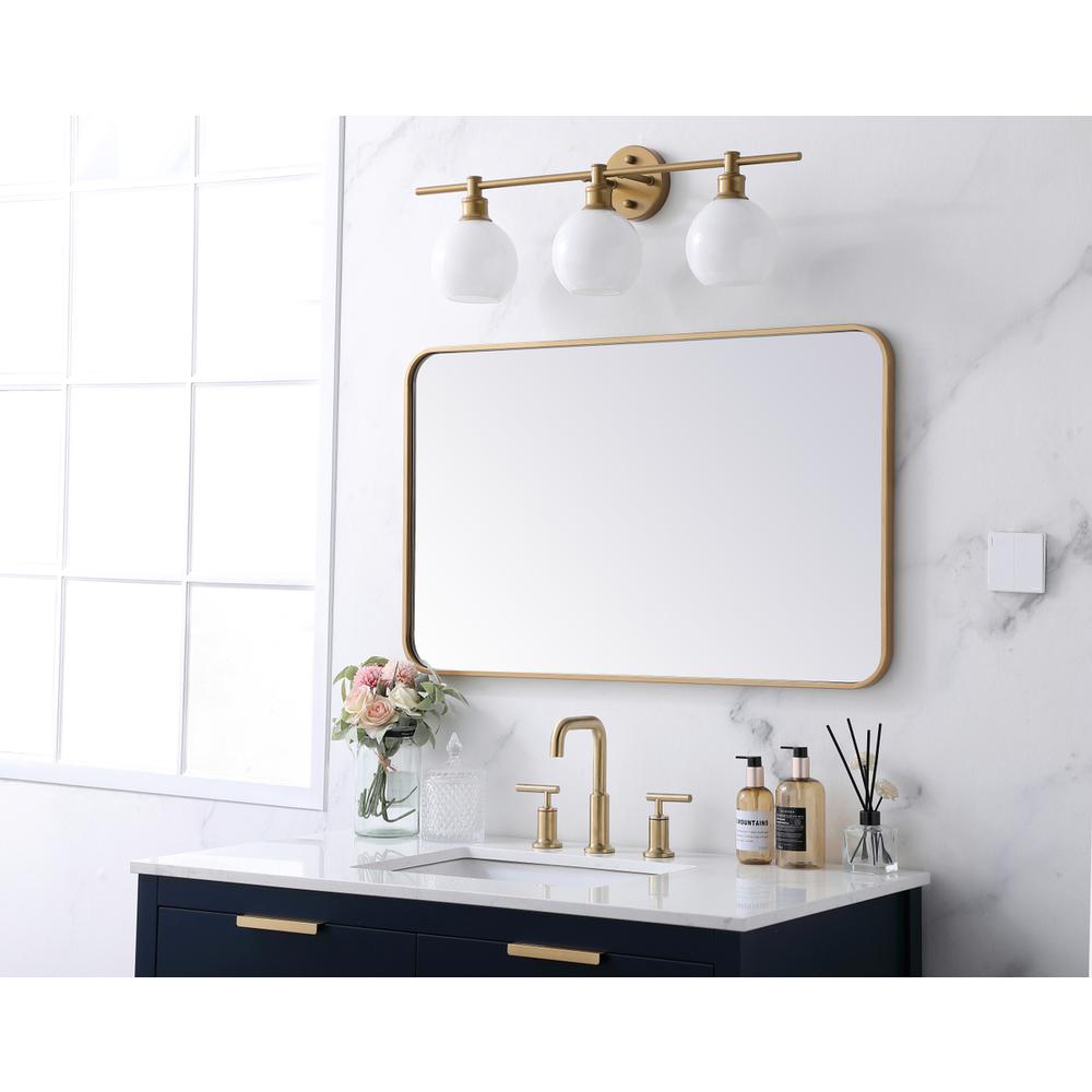 Soft corner metal rectangular mirror 22x36 inch in Brass. Picture 2