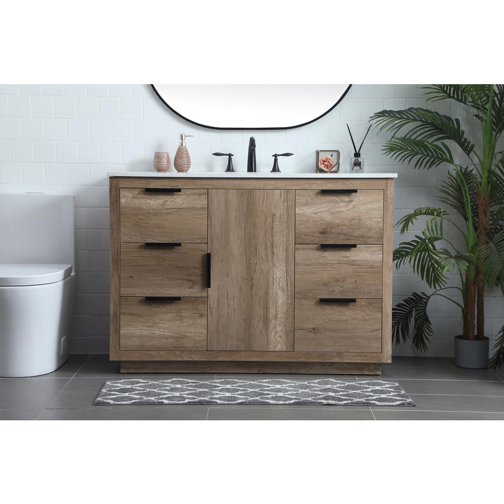 48 Inch SIngle Bathroom Vanity In Natural Oak. Picture 14