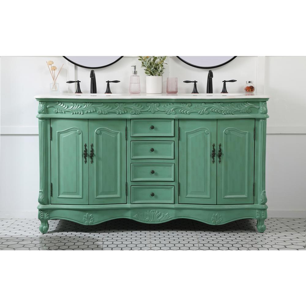 60 inch double bathroom vanity in vintage mint. Picture 14