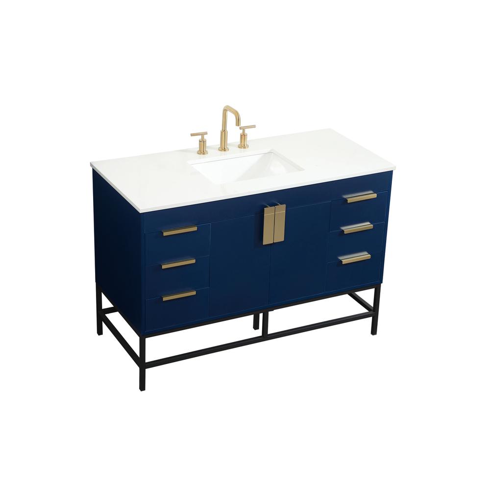 48 inch Single bathroom vanity in blue. Picture 8