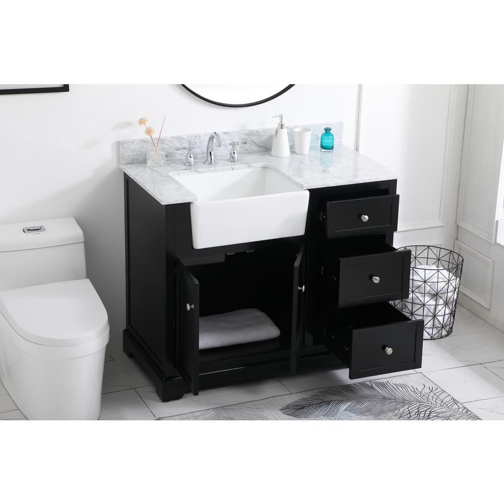 42 inch Single bathroom vanity in black with backsplash. Picture 3