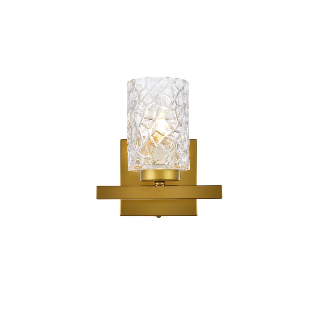 Cassie 1 light bath sconce in brass with clear shade. Picture 1