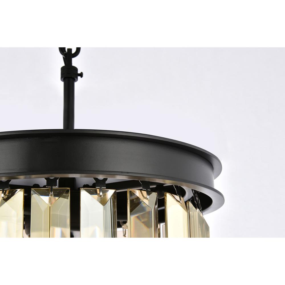 Sydney 3 light Matte Black Pendant Golden Teak (Smoky) Royal Cut Crystal. Picture 4