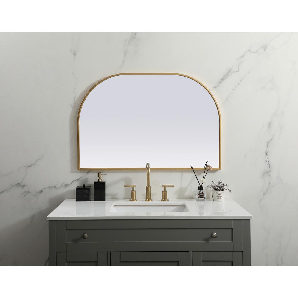 Metal Frame Arch Mirror 36x24 Inch in Brass. Picture 9