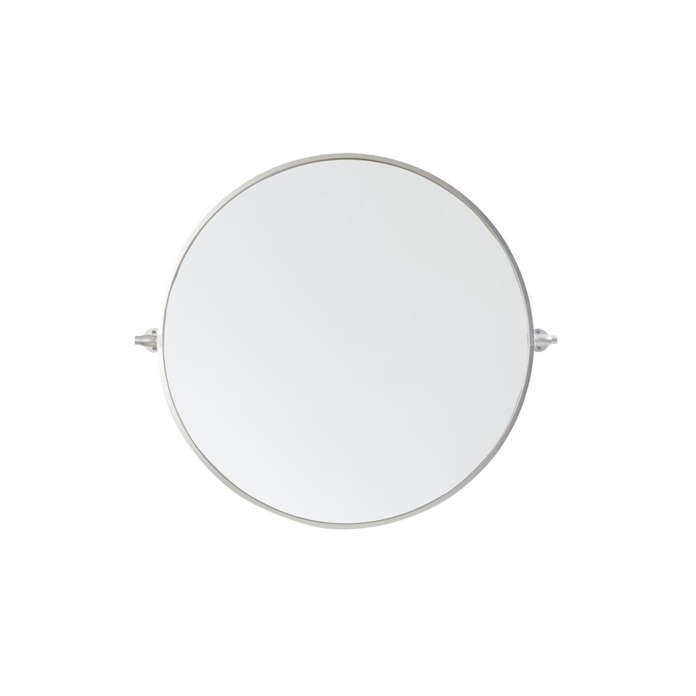 Round pivot mirror 30 inch in silver. Picture 1