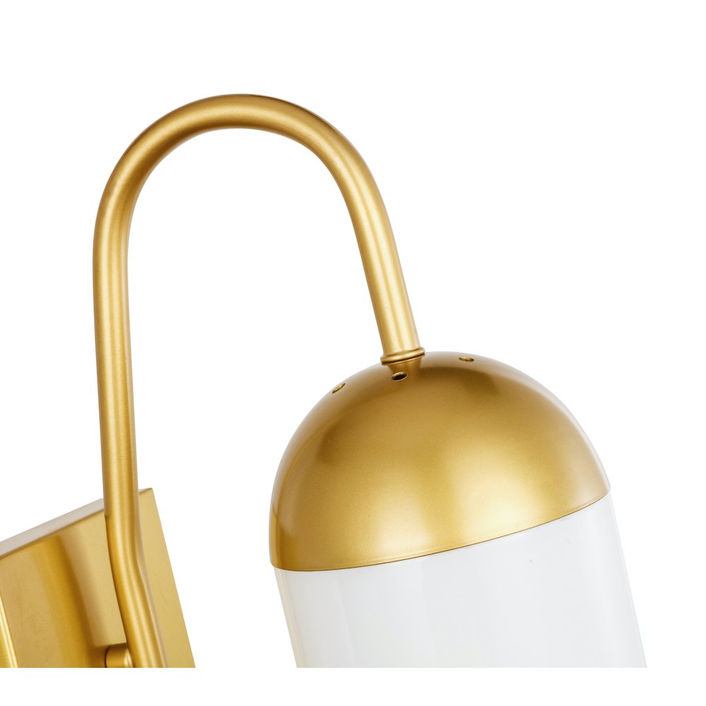 Kace 1 Light Brass And Frosted White Glass Wall Sconce. Picture 11