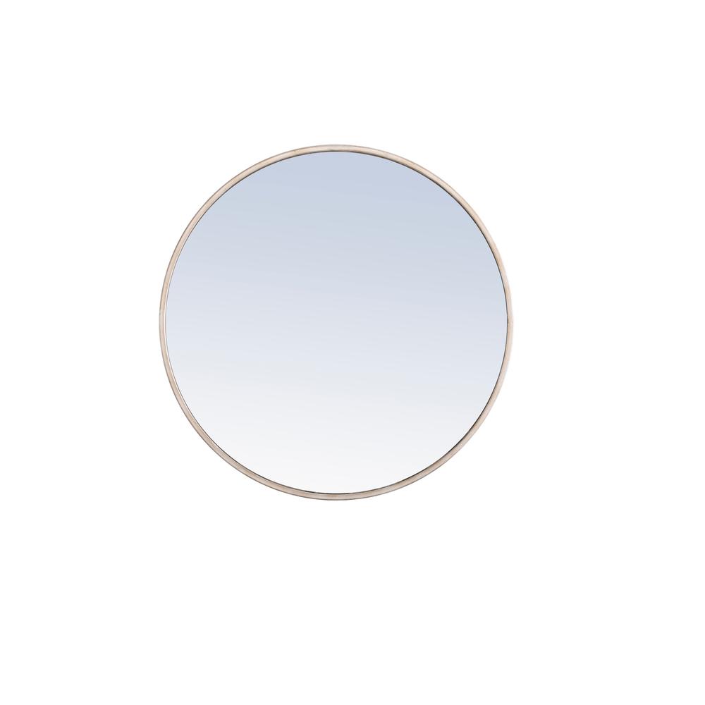 Metal frame Round Mirror 24 inch Silver finish. Picture 1