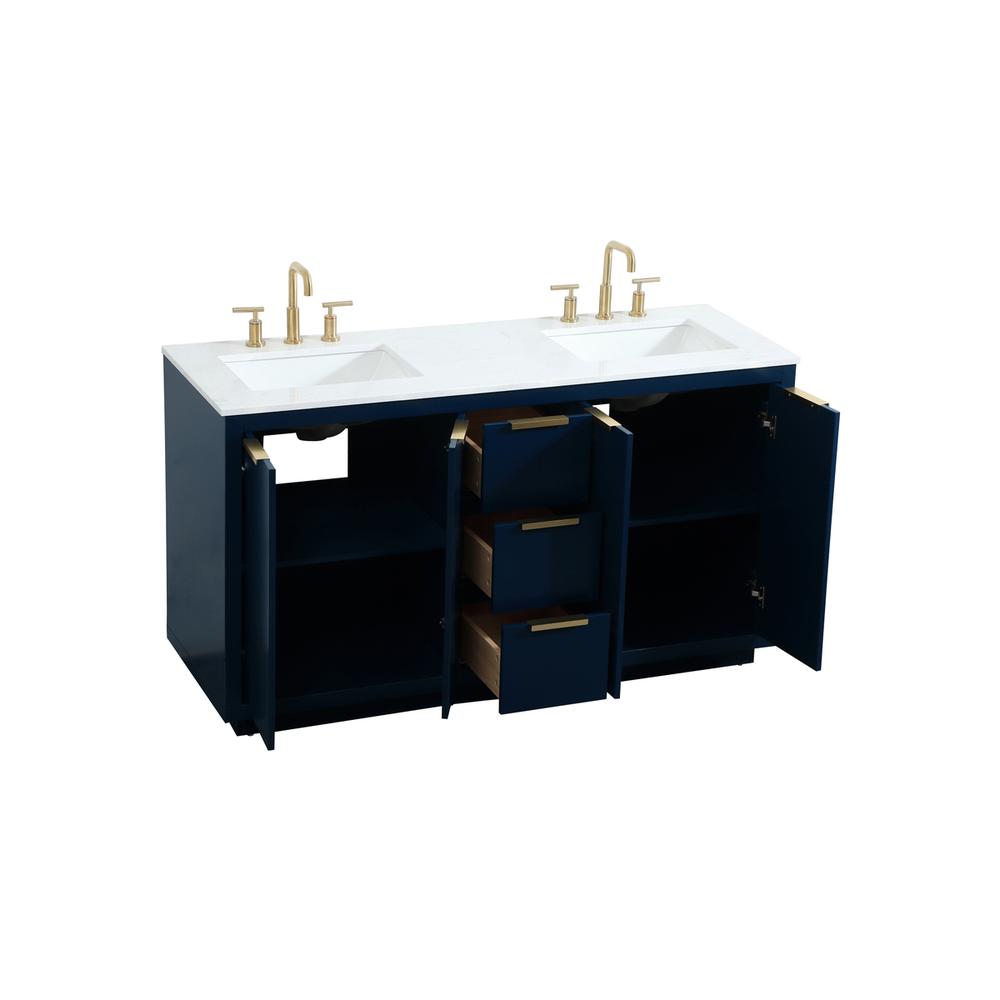60 inch double bathroom vanity in blue. Picture 9