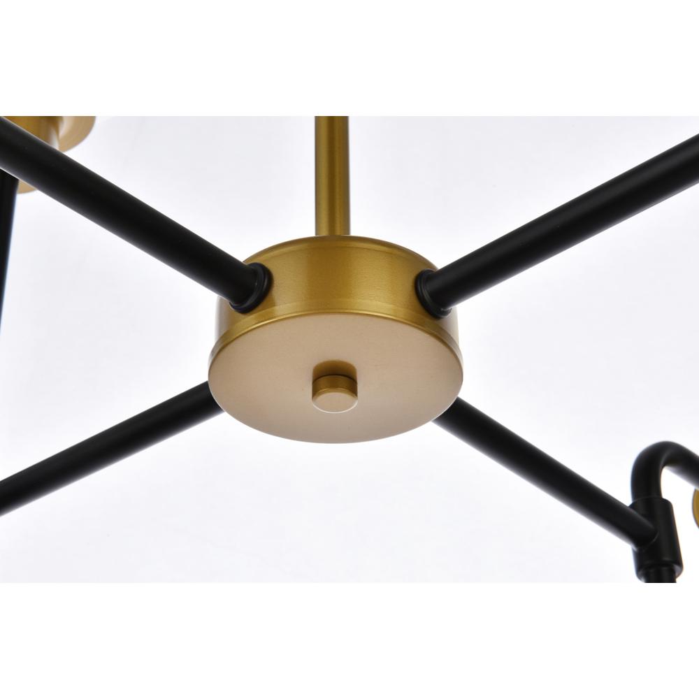 Hanson 8 lights pendant in black with brass with clear shade. Picture 3