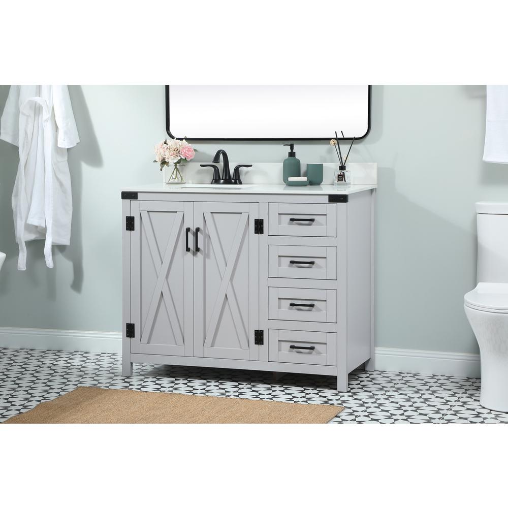 42 inch Single bathroom vanity in grey with backsplash. Picture 2